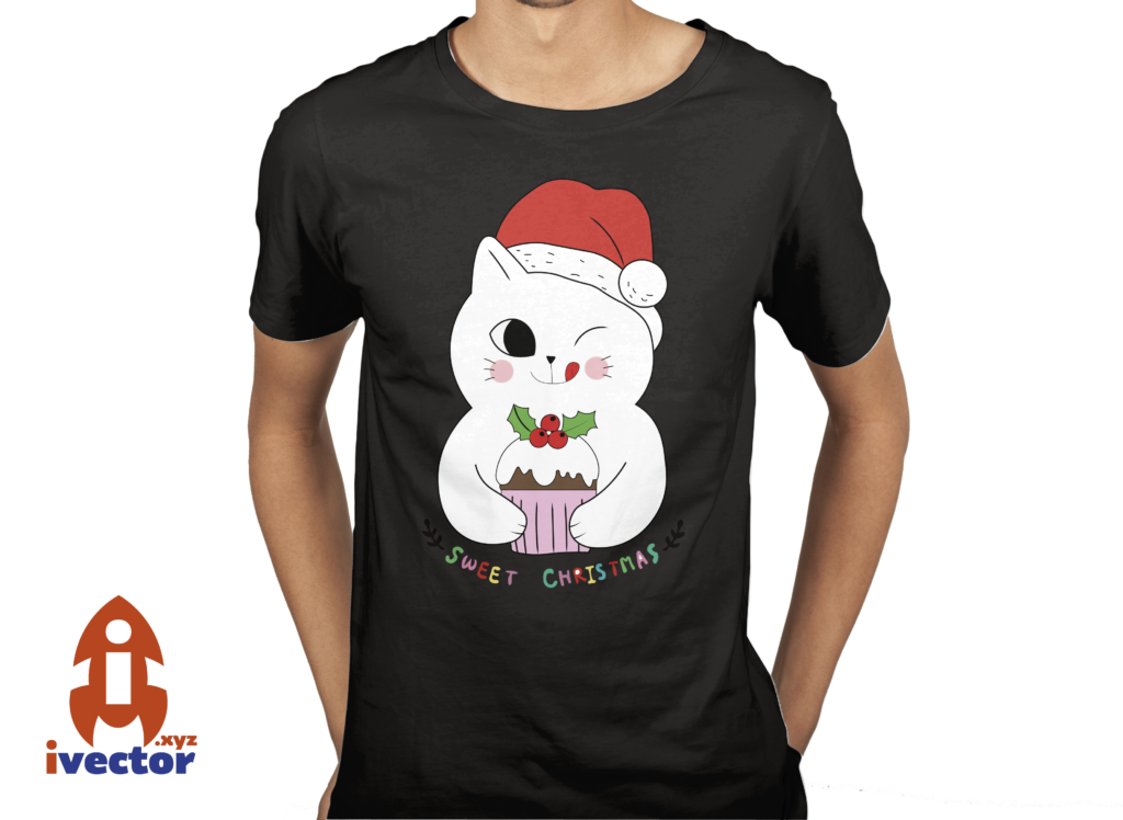 negro-3-1024x748 Vector Gato navideño editable EPS