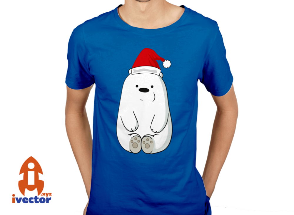 polar-navideno-azul Oso Polar Navideño Con Gorro Vector