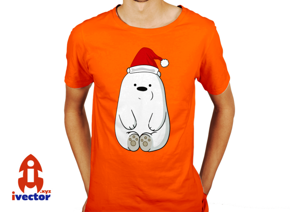 polar-navideno-naranja Oso Polar Navideño Con Gorro Vector