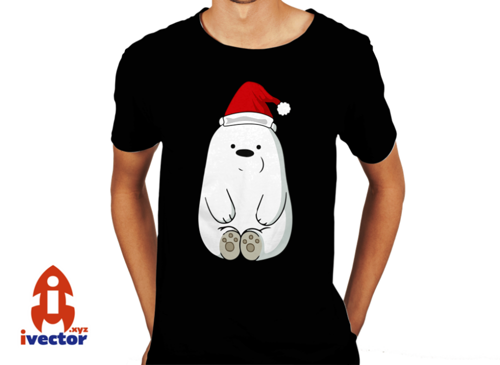 polar-navideno-negro Oso Polar Navideño Con Gorro Vector