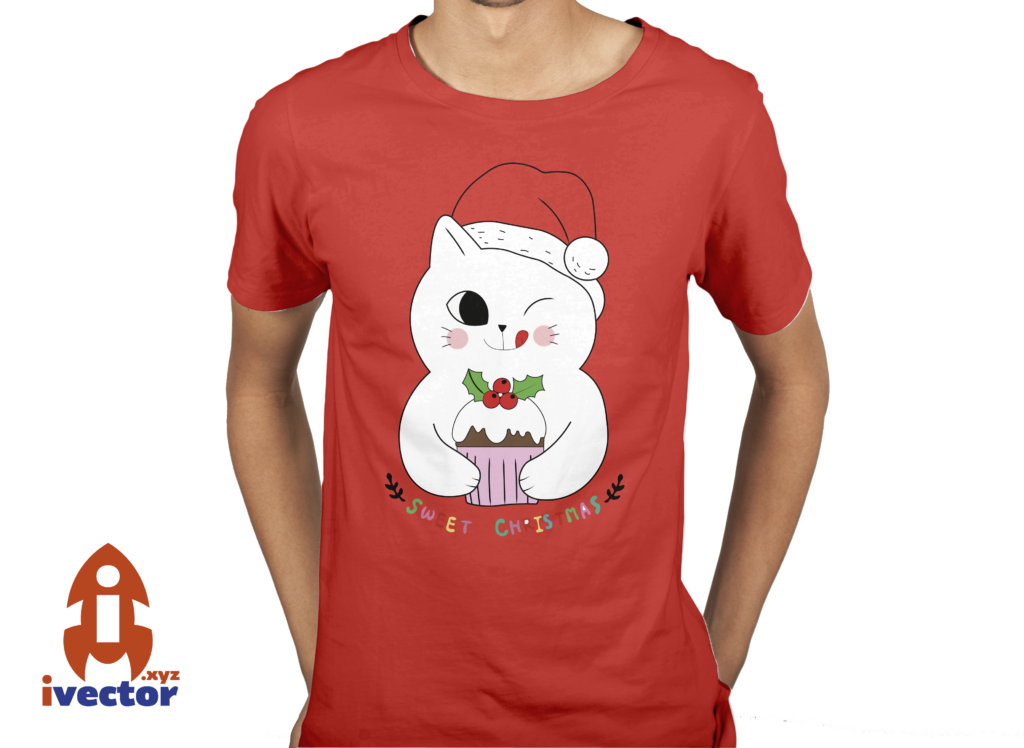 rojo-3-1024x748 Vector Gato navideño editable EPS