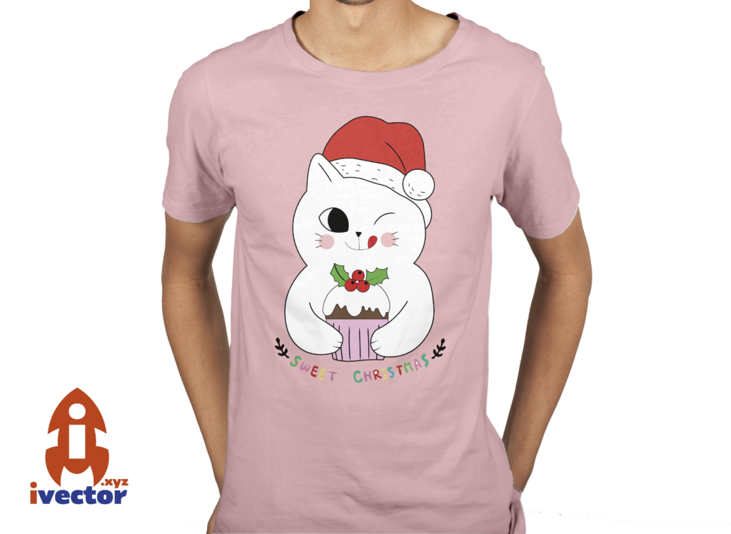 rosado-1024x748 Vector Gato navideño editable EPS