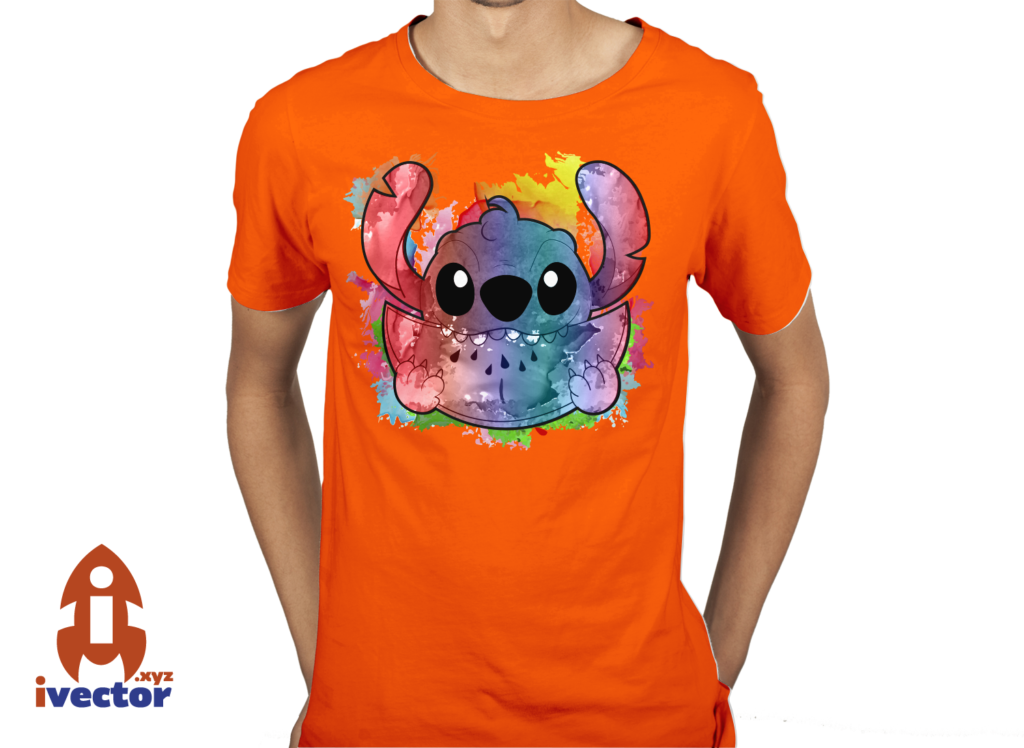 stitch-sandia-playera-5-1024x748 Stitch Colorido con Sandía Vector Eps PDF
