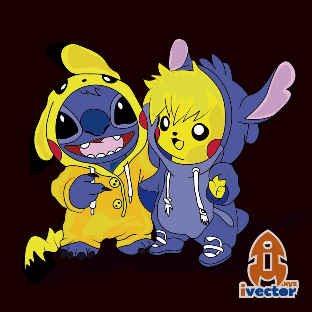 Stitch y pikachu vector eps - Ivector