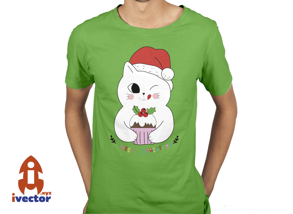 verde-1-1024x748 Vector Gato navideño editable EPS