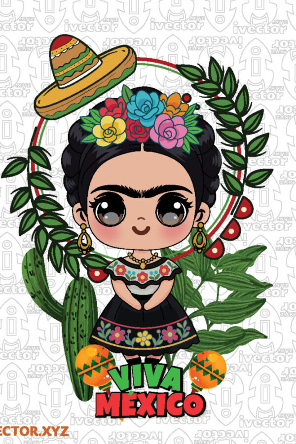 100-Mexicana-–-Munequita-Mexicana-con-Flores-y-sombrero_Mesa-de-trabajo-1-600x900 VECTORES Y RECURSOS