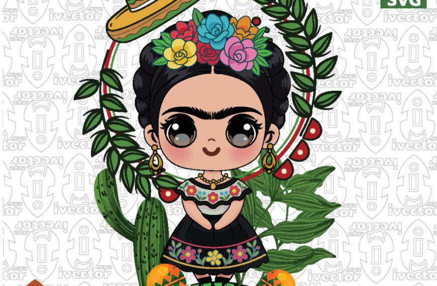 100% Mexicana – Muñequita Mexicana con Flores y Sombrero | Vector para Estampado
