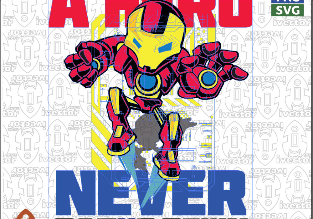 A-HERO-NEVER-BLACKS-DOWN-ROBOTIC_Mesa-de-trabajo-2 Vector de Héroe Tecnológico Estilo Chibi | Archivo Editable EPS, SVG, PNG y PDF para Estampados y Sublimación