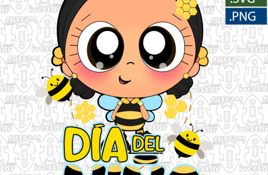 ABEJITA NIÑA DIA DEL NIÑO VECTOR EDITABLE