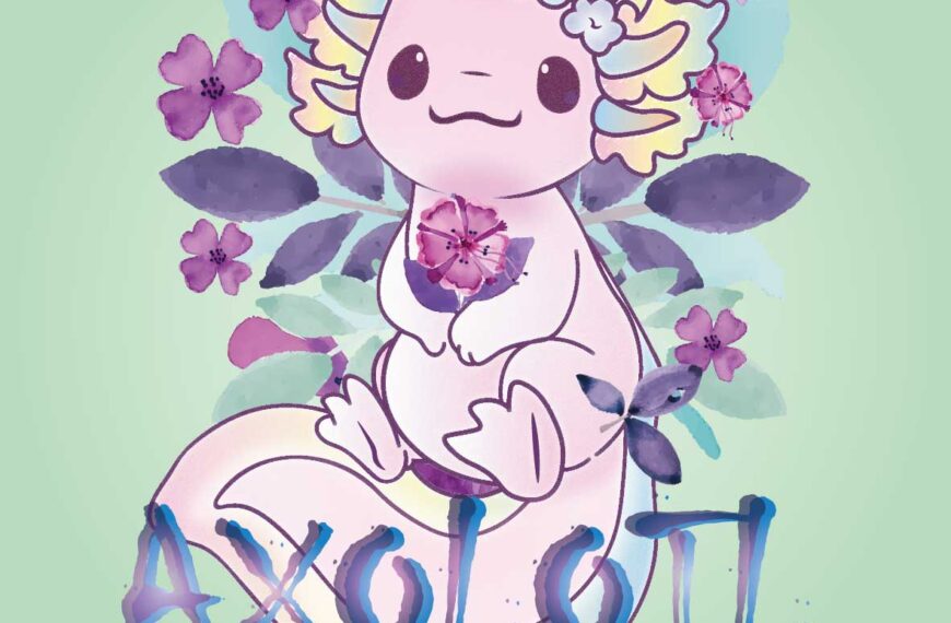 AJOLOTL AJOLOTE CON FLORES VECTOR EPS PDF EDITABLE