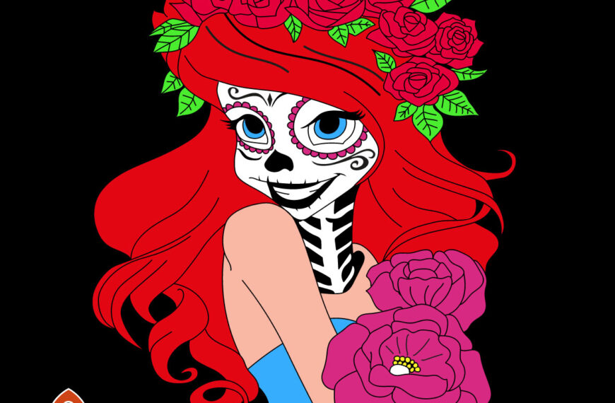 ARIEL PRINCESA DISNEY CALAVERA VECTOR EPS PDF