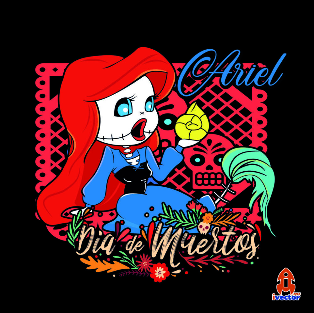 ARIEL SIRENITA HALLOWEEN VECTOR EDITABLE EPS PDF