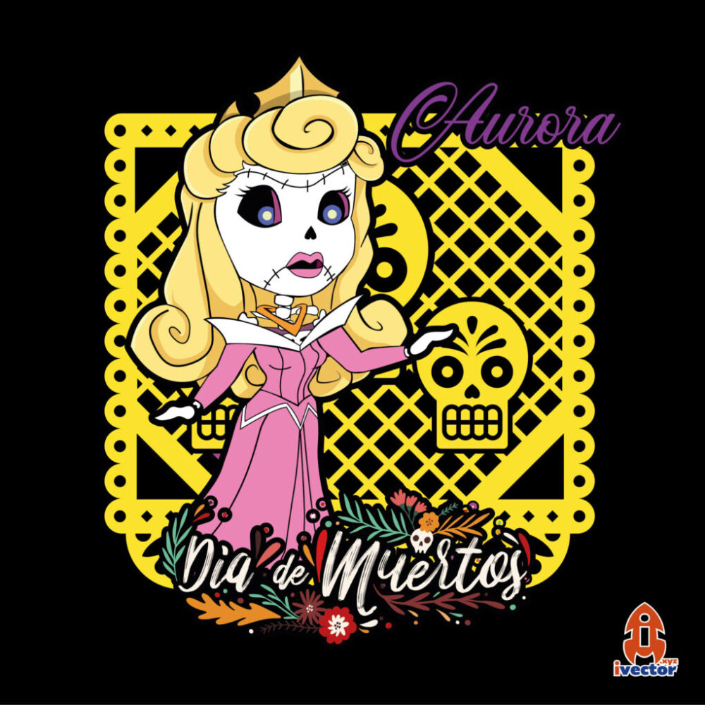 AURORA PRINCESA DIA DE MUERTOS VECTOR EDITABLE EPS PDF
