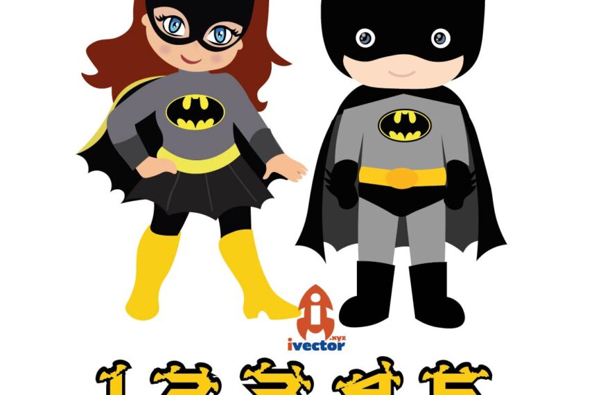 BATMAN Y BATICHICA VECTOR EPS PDF CUMPLEAÑOS NÚMEROS EDITABLE