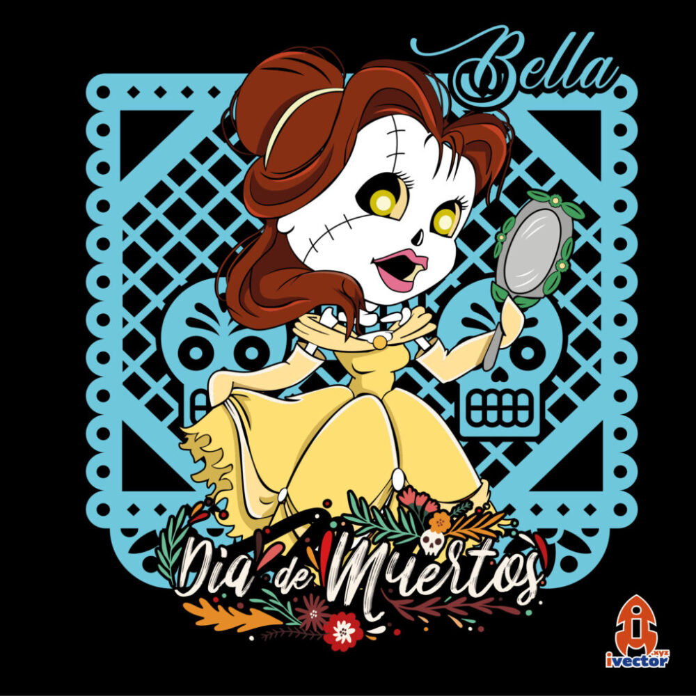 BELLA PRINCESA DIA DE MUERTOS VECTOR EDITABLE EPS PDF