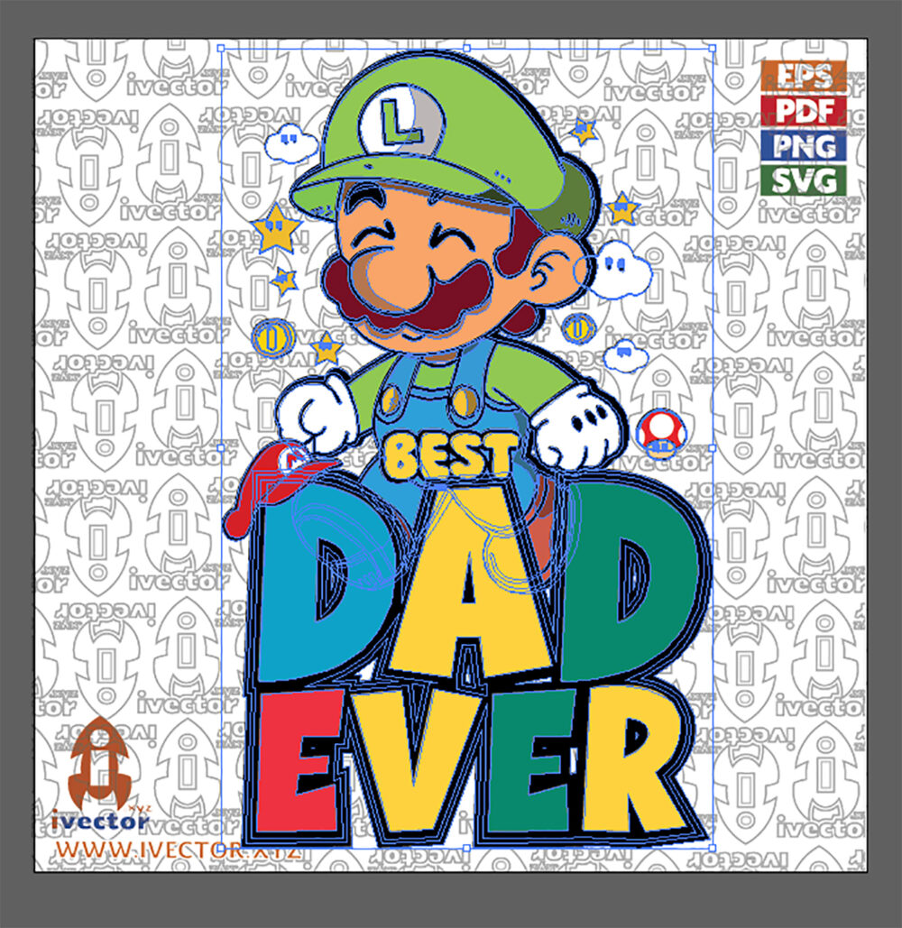 BEST-DAD-EVER-LUIGI-BROS-VECTOR-EDITABLE-EPS-PDF_P1 BEST DAD EVER LUIGI BROS VECTOR EDITABLE EPS PDF
