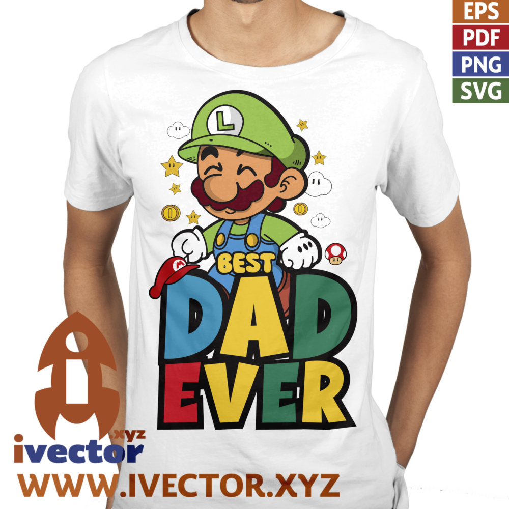 BEST-DAD-EVER-LUIGI-BROS-VECTOR-EDITABLE-EPS-PDF_P4 BEST DAD EVER LUIGI BROS VECTOR EDITABLE EPS PDF