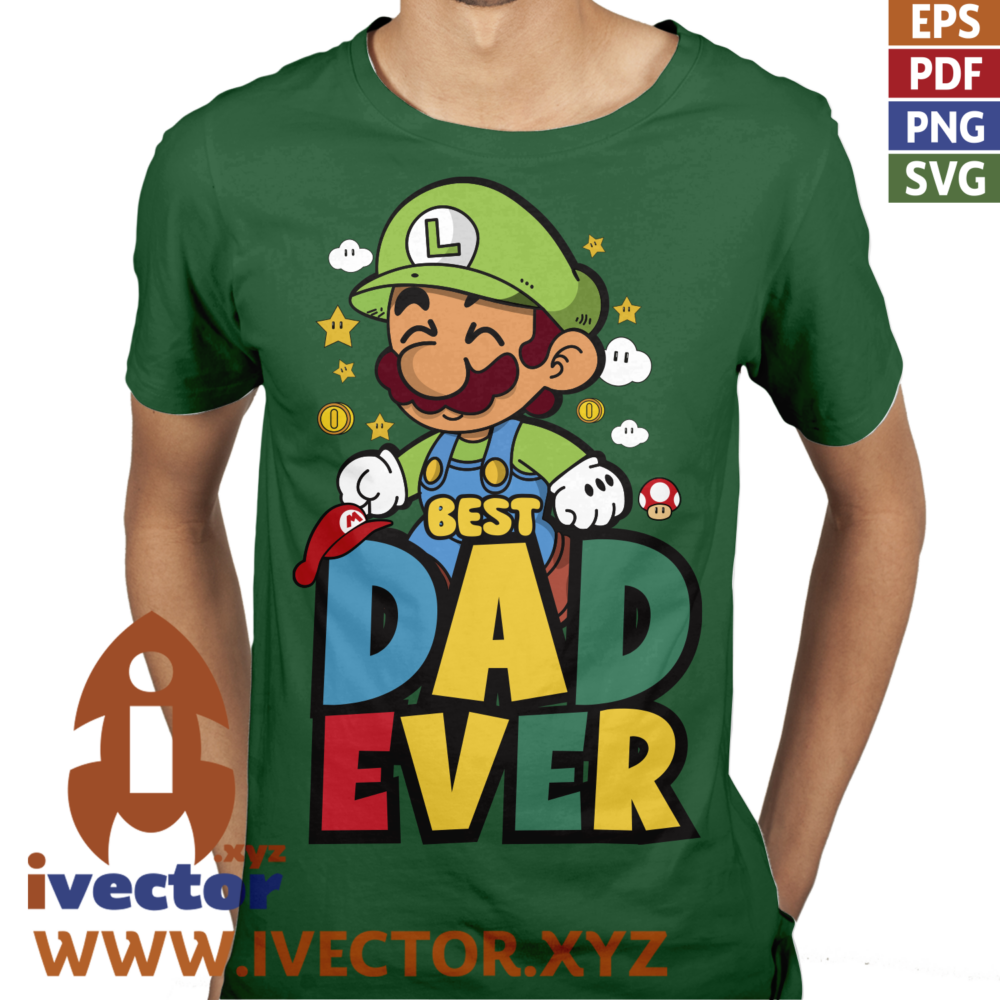 BEST-DAD-EVER-LUIGI-BROS-VECTOR-EDITABLE-EPS-PDF_P5 BEST DAD EVER LUIGI BROS VECTOR EDITABLE EPS PDF