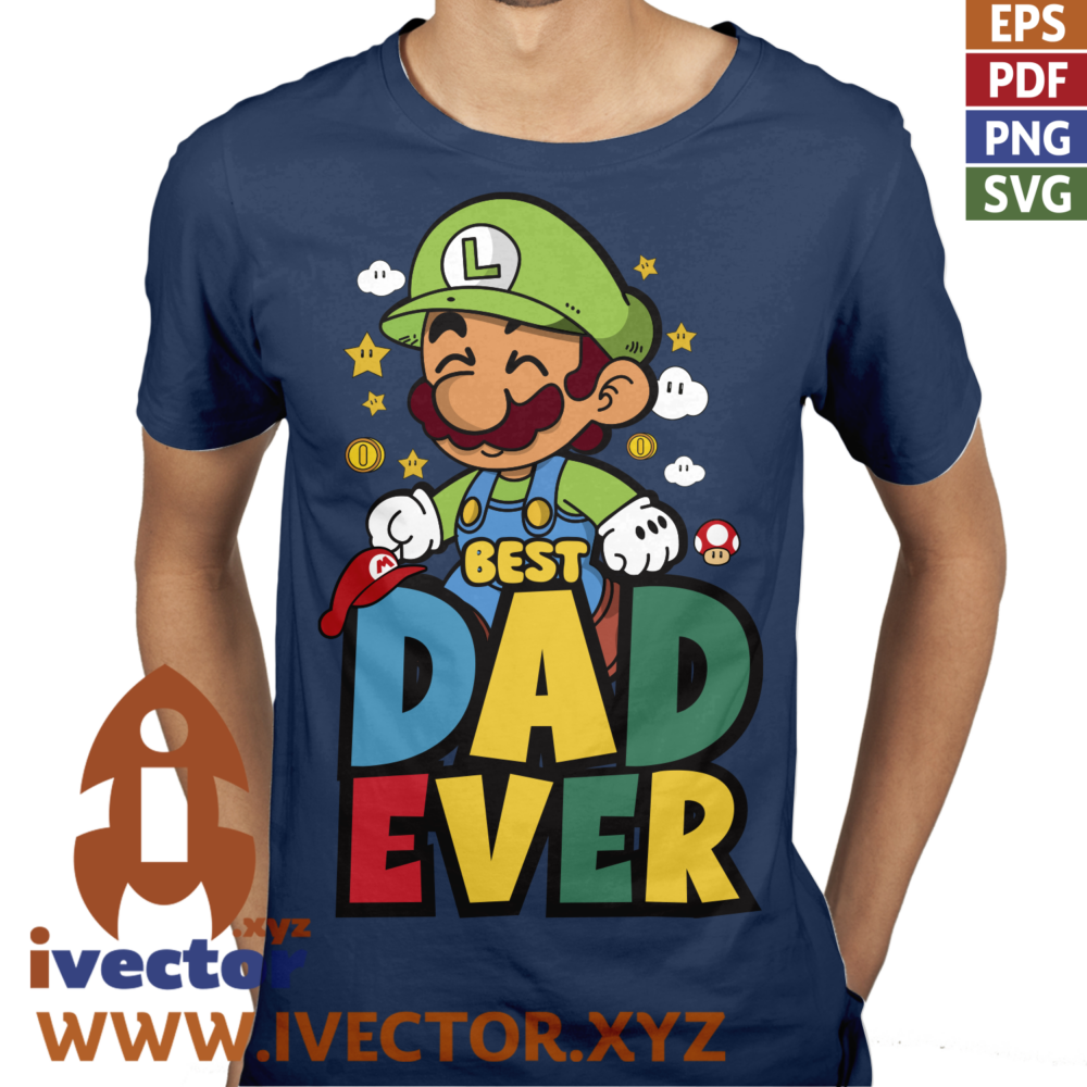 BEST-DAD-EVER-LUIGI-BROS-VECTOR-EDITABLE-EPS-PDF_P6 BEST DAD EVER LUIGI BROS VECTOR EDITABLE EPS PDF