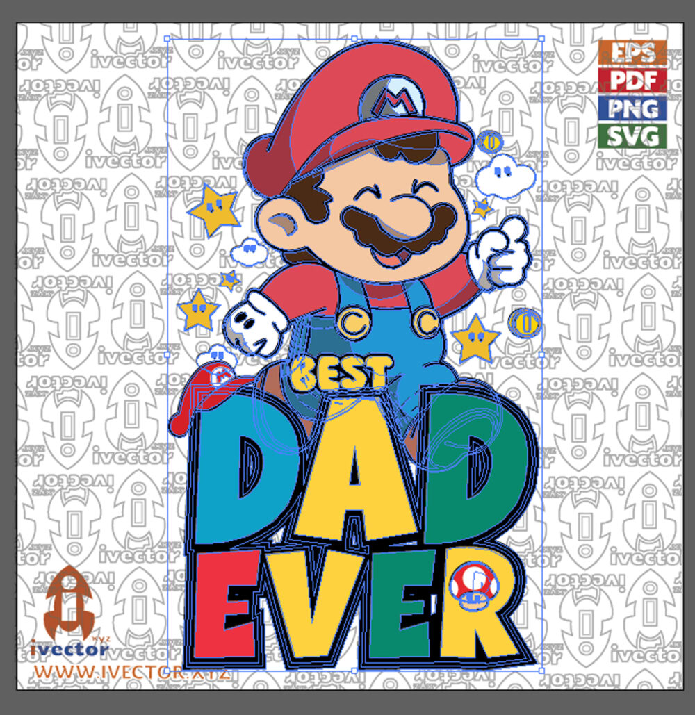BEST-DAD-EVER-MARIO-BROS-VECTOR-EDITABLE-EPS-PDF_P1 BEST DAD EVER MARIO BROS VECTOR EDITABLE EPS PDF