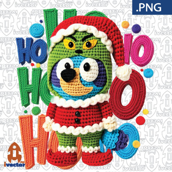 BLUEY-GRINCH-HO-HO-HO-CROCHET-PNG-ALTA-CALIDAD--600x600 Vectores completamente editables