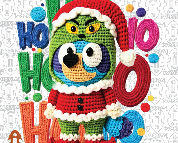 BLUEY GRINCH HO HO HO CROCHET PNG ALTA CALIDAD