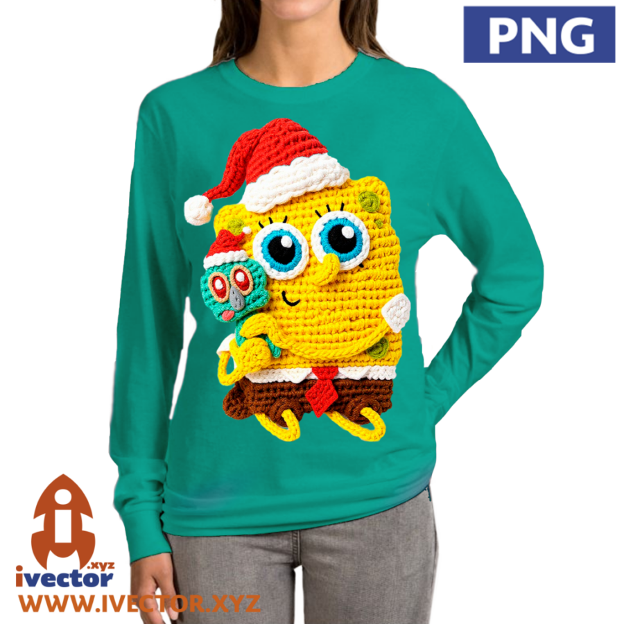 BOB-ESPONJA-CALAMARDO-CROCHET-NAVIDENO-p5 vBOB ESPONJA CALAMARDO CROCHET NAVIDEÑO