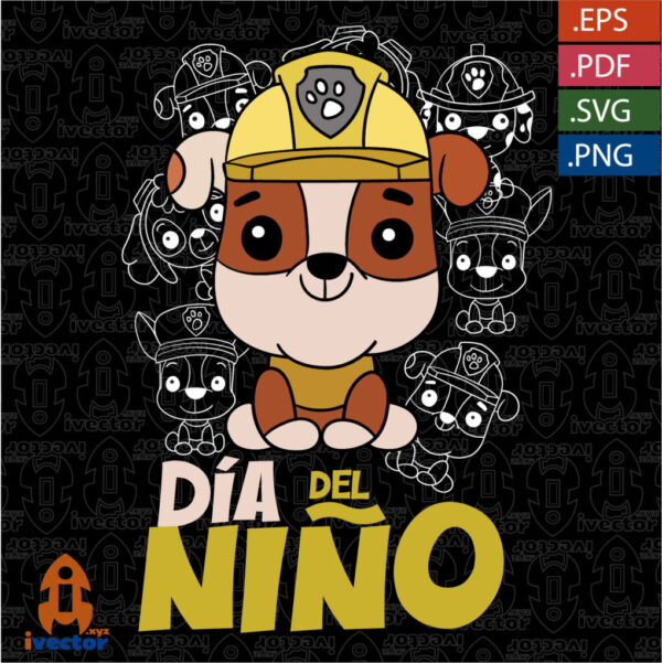 BUBBLE-PAW-PATROL-DIA-DEL-NINO-BLACK-VECTOR1-600x601 Ivector - Recursos Ilimitados DTF