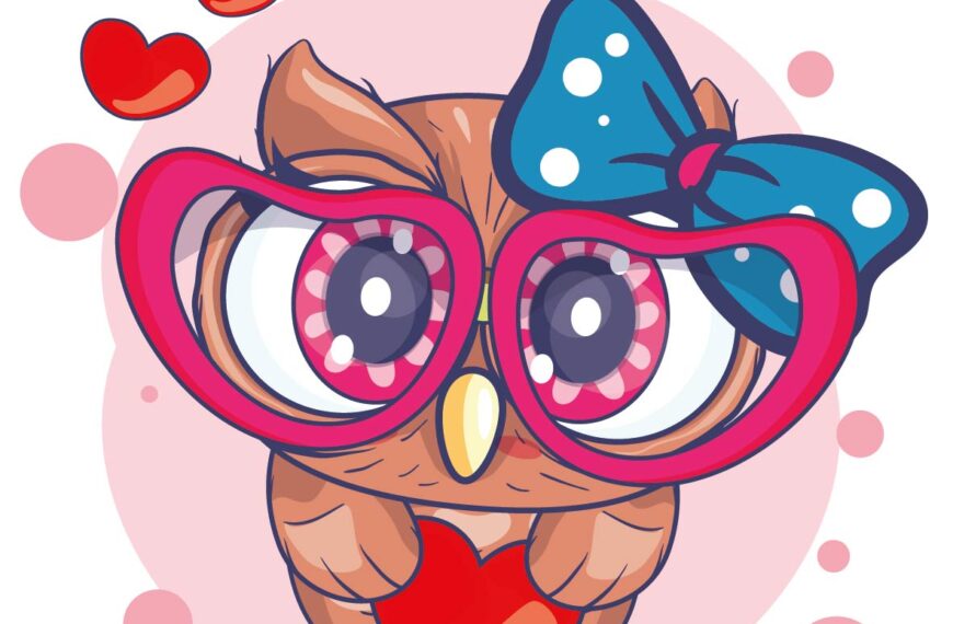 BUHO CON LENTES CORAZON VECTOR