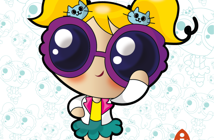 BURBUJA CON LENTES CHICAS SUPERPODEROSAS VECTOR EDITABLE EPS PDF