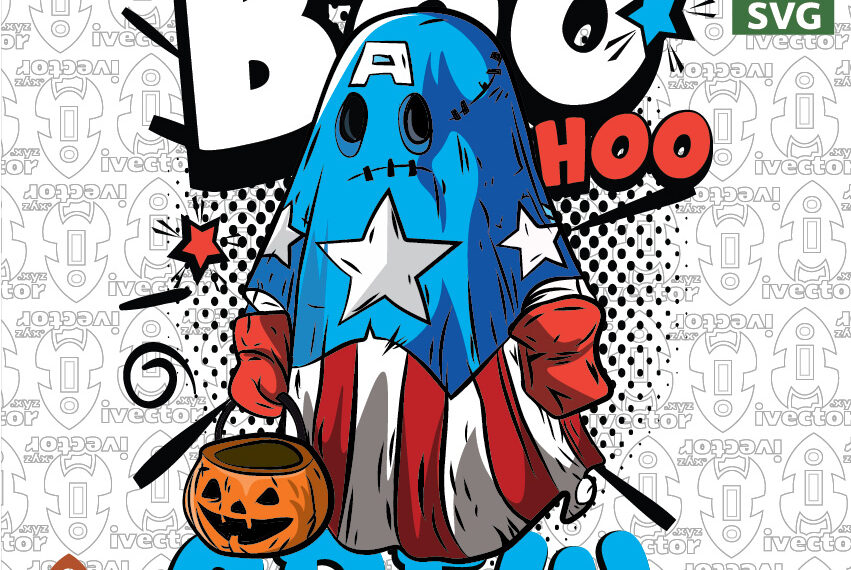 Blue Halloween Ghost with Pumpkin | Boo Hoo Crew Design