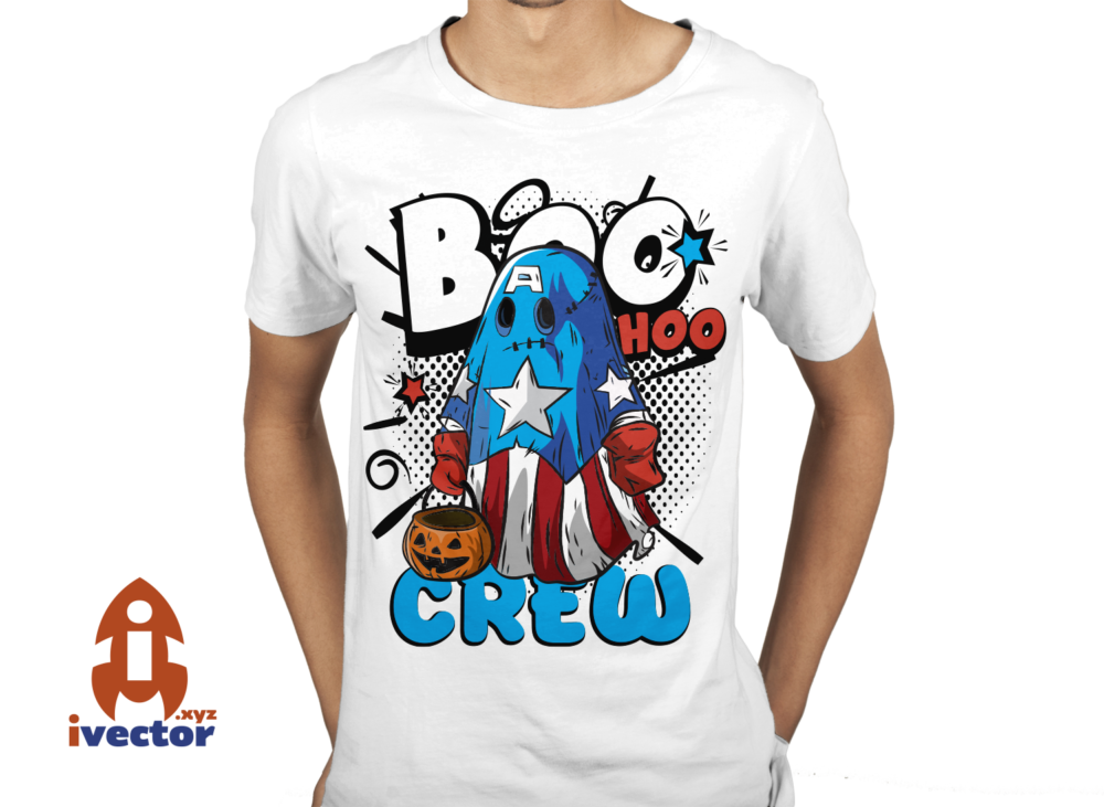 Blue-Halloween-Ghost-with-Pumpkin-Boo-Hoo-Crew-Design-P1 Blue Halloween Ghost with Pumpkin | Boo Hoo Crew Design
