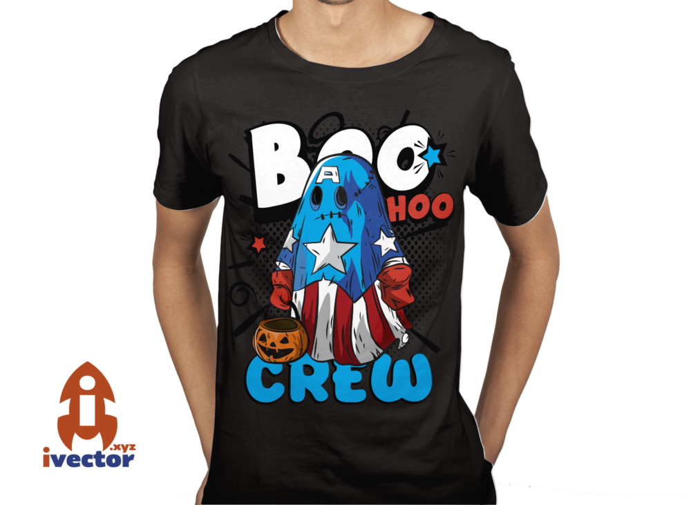 Blue-Halloween-Ghost-with-Pumpkin-Boo-Hoo-Crew-Design-P2 Blue Halloween Ghost with Pumpkin | Boo Hoo Crew Design