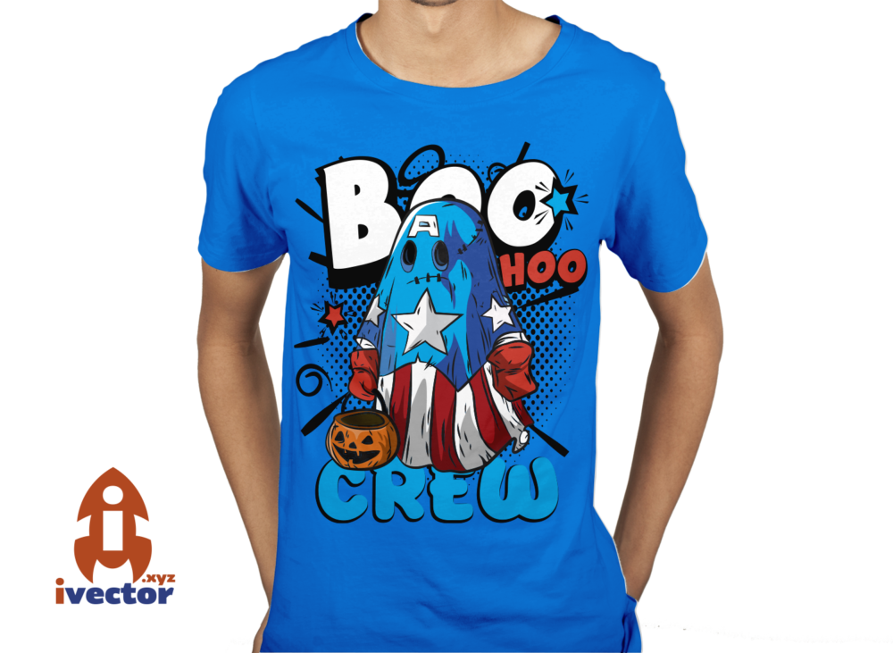 Blue-Halloween-Ghost-with-Pumpkin-Boo-Hoo-Crew-Design-P3 Blue Halloween Ghost with Pumpkin | Boo Hoo Crew Design