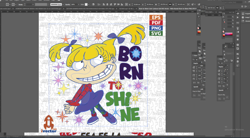 Born-to-Shine-Cute-Cartoon-Girl-SVG-Vector-Nina-Kawaii-Born-to-Shine-PNG-EPS-PDF_Mesa-de-trabajo-2 Born to Shine Cute Cartoon Girl SVG Vector | Niña Kawaii Born to Shine PNG EPS PDF