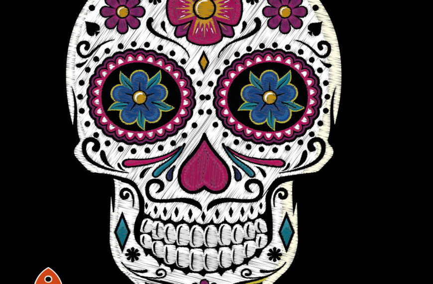 CALAVERA CATRINA FLORES ESTILO BORDADO EPS PDF EDITABLE