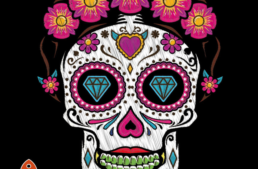 CALAVERA CATRINA FRIDAH FLORES ESTILO BORDADO EPS PDF EDITABLE