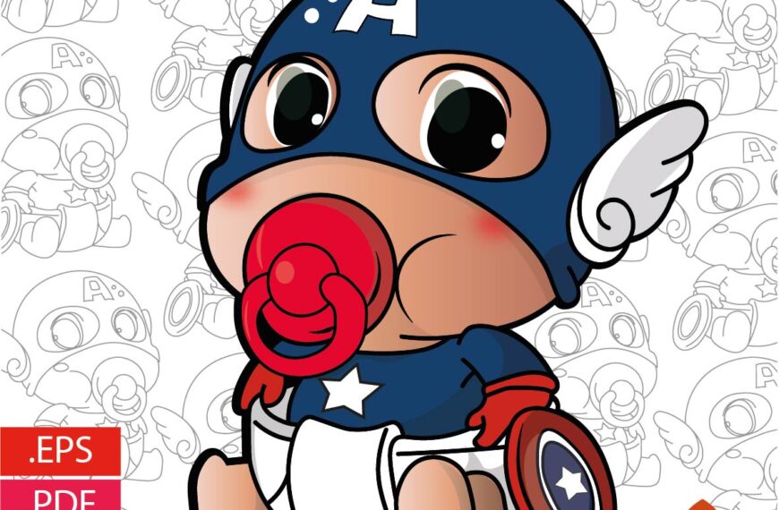 CAPITAN AMERICA MARVEL BEBÉ EDITABLE EPS PDF SVG