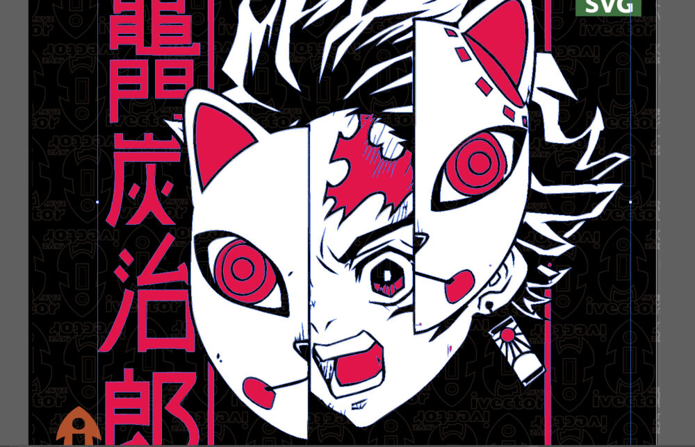CARAS-ANIME-SLAYER-VECTOR_Mesa-de-trabajo-2 Diseño Vectorial Estilo Guerrero Enmascarado Anime | Arte Urbano para Playeras y Sublimación