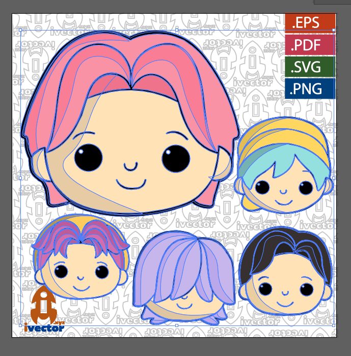 CARITAS-PERSONAJES-BTS-VECTOR-EDITABLE-EPS-PDF_P1 CARITAS PERSONAJES BTS VECTOR EDITABLE EPS PDF
