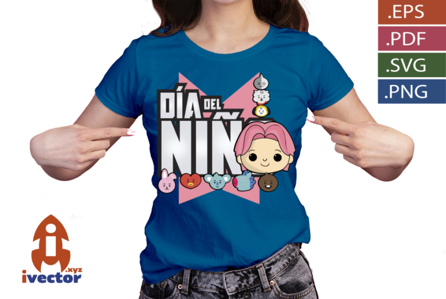 CARITAS-PERSONAJES-BTS-VECTOR-EDITABLE-EPS-PDF_P4 DIA DEL NIÑO BTS ROSA VECTOR EDITABLE
