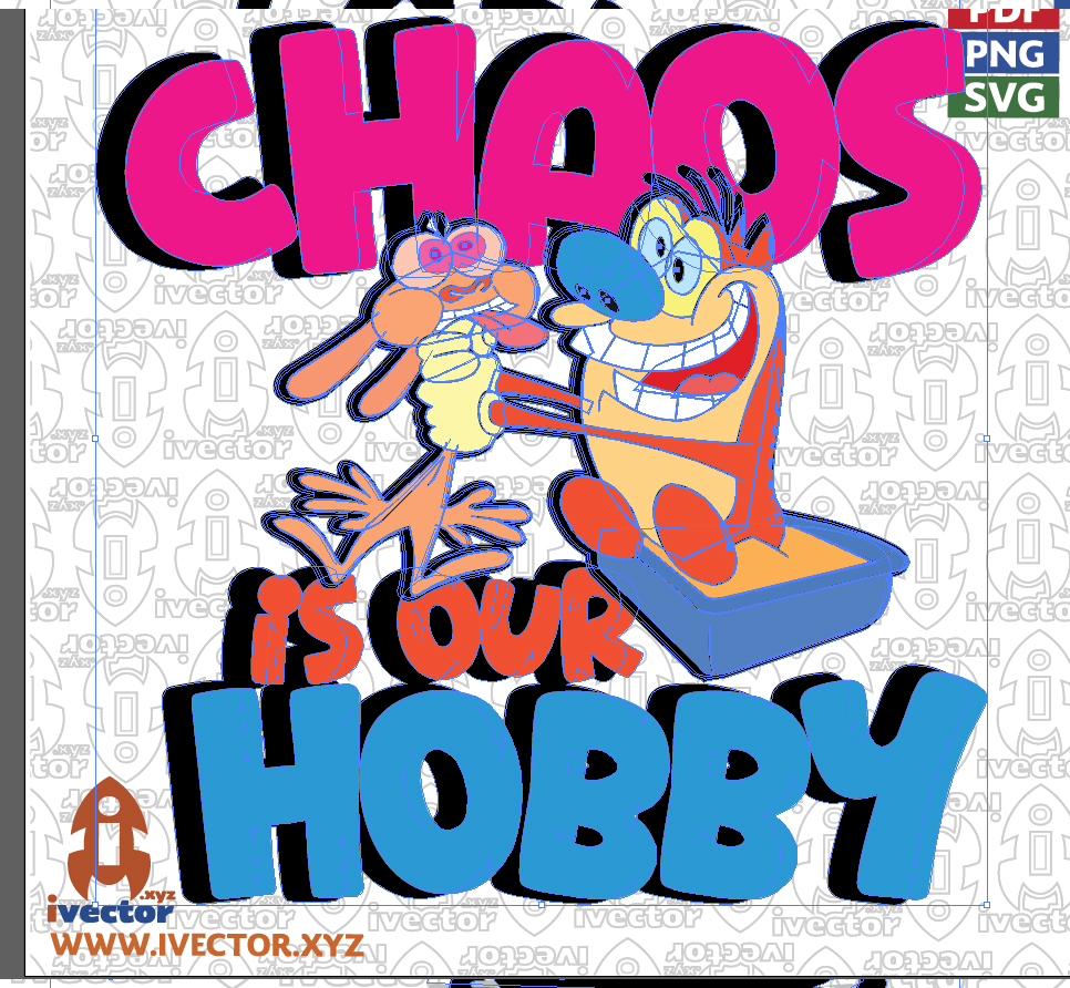 CHAOS-IS-OUR-HOBBY_Mesa-de-trabajo-2 Dúo Cómico en Estilo Cartoon: Diseño Vectorial Divertido para Estampados