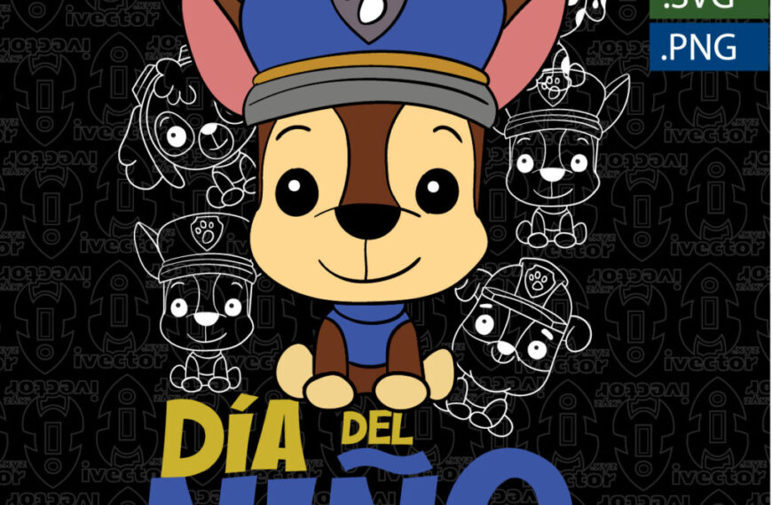 CHASE PAW PATROL DIA DEL NIÑO BLACK VECTOR