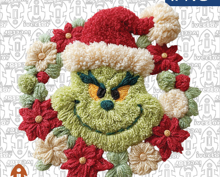 CORONA GRINCH NAVIDAD CROCHET PNG ALTA CALIDAD