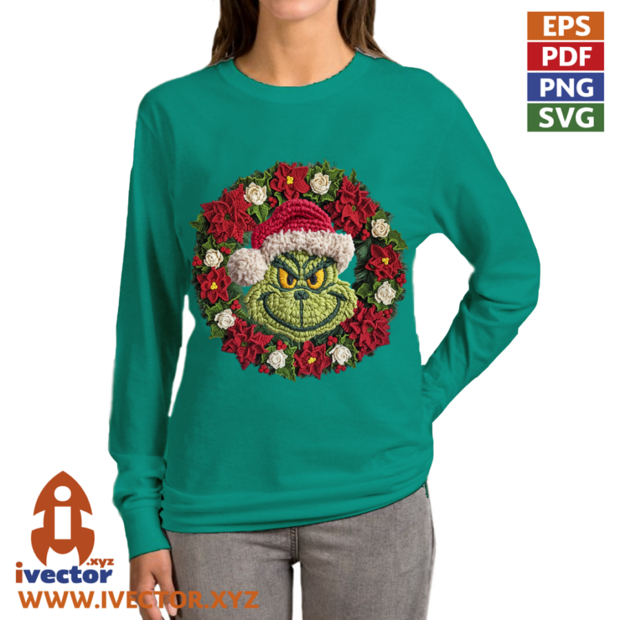 CORONA-NAVIDENA-GRINCH-CROCHET-PNG-ALTA-CALIDAD-p1 CORONA NAVIDEÑA GRINCH CROCHET PNG ALTA CALIDAD