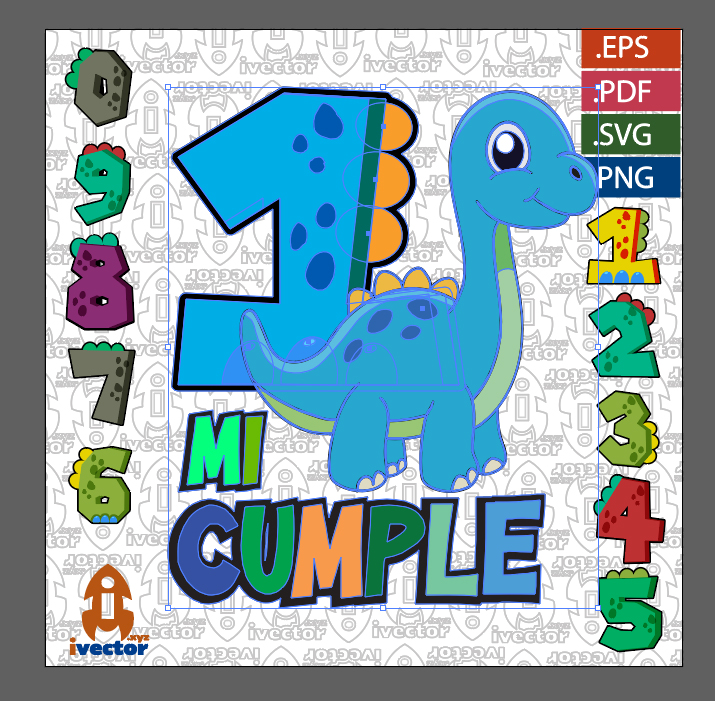 CUELLO-LARGO-DINO-CUMPLEANOS-VECTOR_2 DINO CUELLO LARGO  CUMPLEAÑOS VECTOR