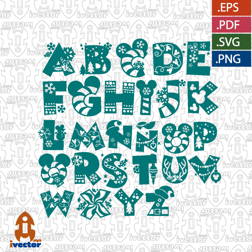 Christmas-Alphabet-Letters-Vector-–-Festive-Holiday-Alphabet-Design_Mesa-de-trabajo-1 VECTORES Y RECURSOS