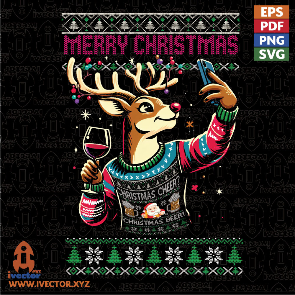 Christmas-Reindeer-Beer-—-Festive-Holiday-Design VECTORES Y RECURSOS