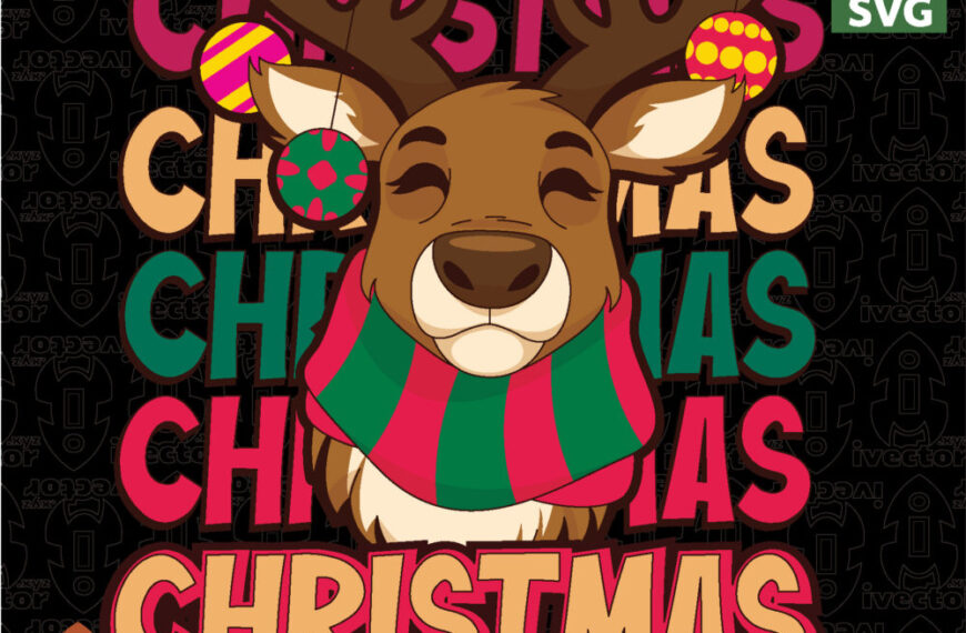 Christmas Reindeer with Colorful Antlers – Festive Holiday Christmas Design