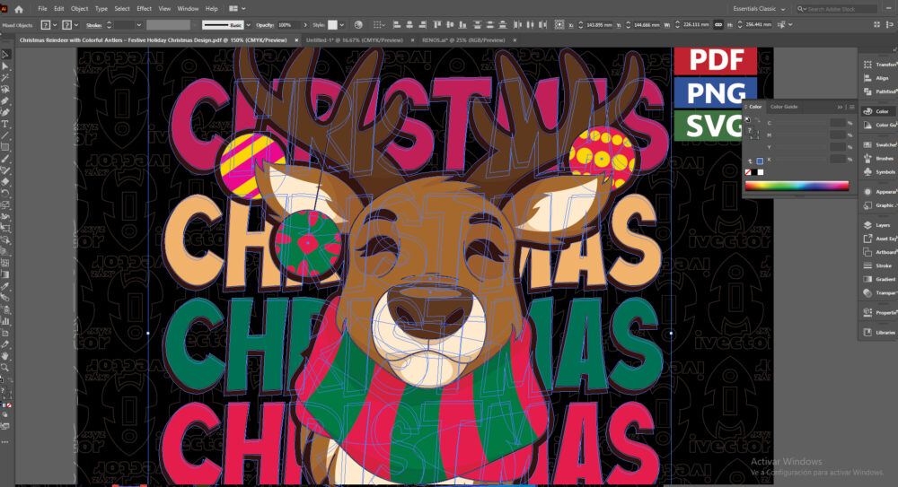 Christmas-Reindeer-with-Colorful-Antlers-–-Festive-Holiday-Christmas-Design1 Christmas Reindeer with Colorful Antlers – Festive Holiday Christmas Design